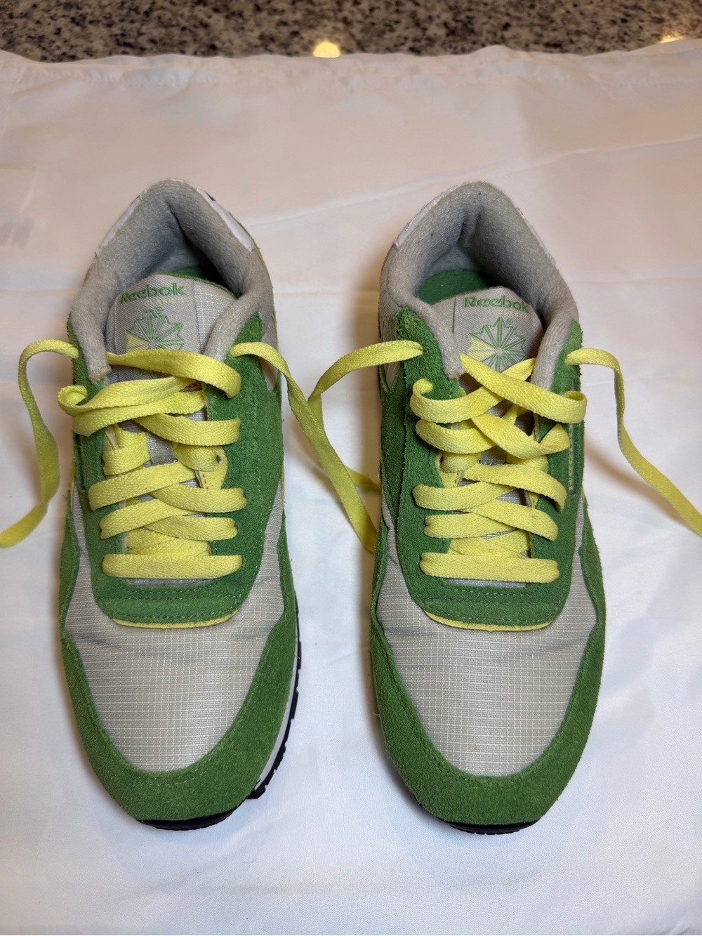 Reebok Kids Green and Yellow Lace-Up Sneakers